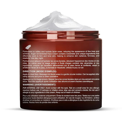Majestic Pure Whipped Argan Oil Moisturizer Face Cream for Women & Men - With Vitamin E A, Collagen & Ceramides - Hydrates Dry Skin, Oily Skin, Reduces Appearance of Fine Lines – 8oz