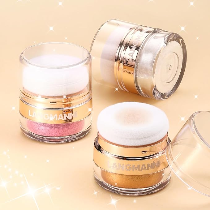 Glitter Body Highlighter Powder Body Shimmer Sparkle Face sponge head（silvery）