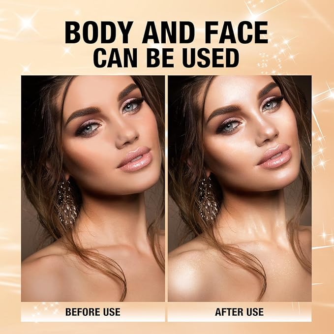 Glitter Body Highlighter Powder Body Shimmer Sparkle Face sponge head（silvery）
