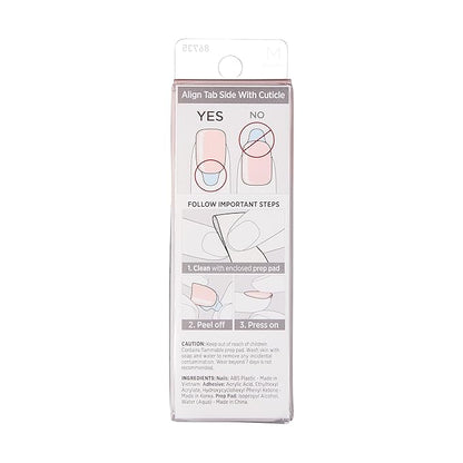 KISS imPRESS No Glue Mani Press On Nails, Color, 'Serendipity', Pink, Medium Size, Coffin Shape, Includes 30 Nails, Prep Pad, Instructions Sheet, 1 Manicure Stick, 1 Mini File
