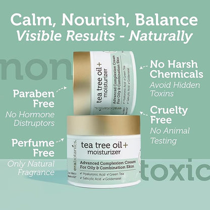 Era Organics Tea Tree Cream Face Moisturizer for Oily Skin - Advanced 7X Balancing Oily Skin Moisturizer - Non-Greasy Moisturizer - Tea Tree Oil for Skin