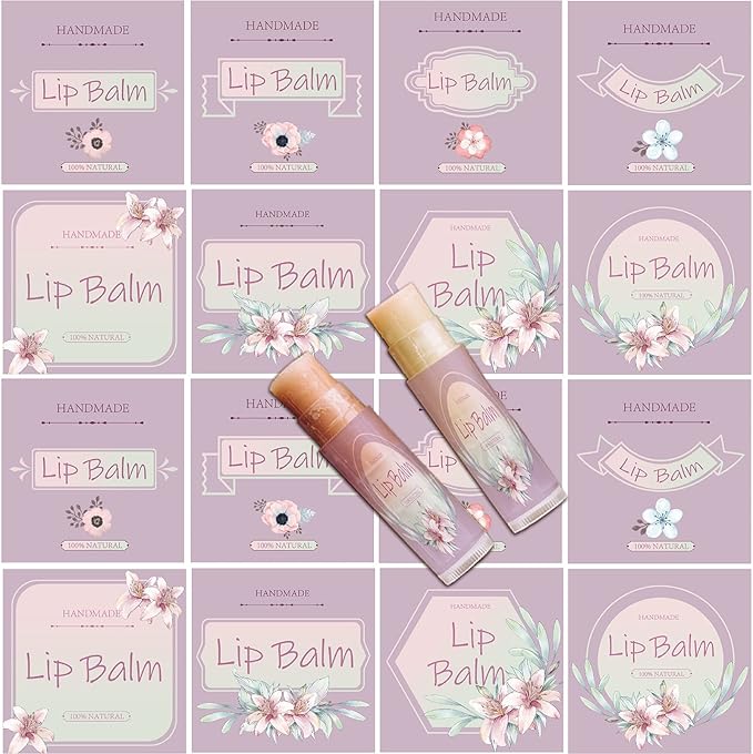 CRASPIRE Lip Balm Labels 80pcs Homemade Purple）