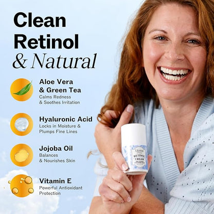LilyAna Naturals Anti Aging Retinol Face Cream for Women – Wrinkle & Neck Cream for Firming, Retinol Moisturizer for Face with Hyaluronic Acid, Hydrating Night Cream, Collagen Boost (Bottle, 1.0oz)