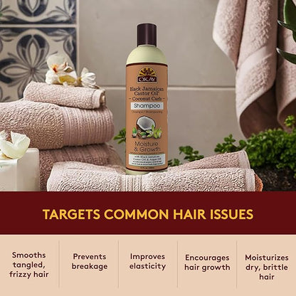 Okay Black Jamaican Castor Oil Shampoo - Natural, Moisturizing Jamaican Castor Shampoo, Strengthen & Restore Damaged Hair for Women and Men - Coconut Curls, 12 fl oz (Pack of 1)