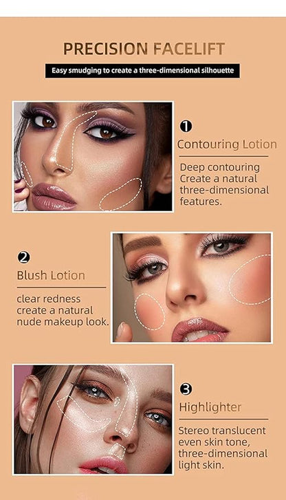 Blush Beauty Wand,Matte Face Blush with Cushion Applicator, white highlighter)