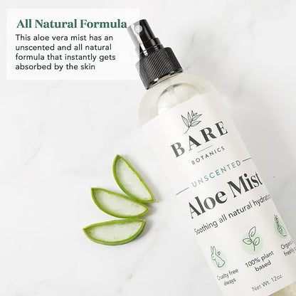 BARE BOTANICS Cooling Aloe Spray for Skin & Hair - Large 12oz | Sunburn Spray & Aloe Hair Moisturizer | 99.66% Pure Unscented Aloe Vera Spray Made in Wisconsin…