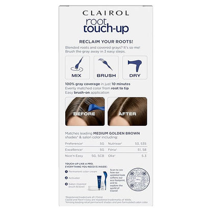 Clairol Root Touch-Up by Nice'n Easy Permanent Hair Dye, 5G Medium Golden Brown Hair Color, Pack of 2