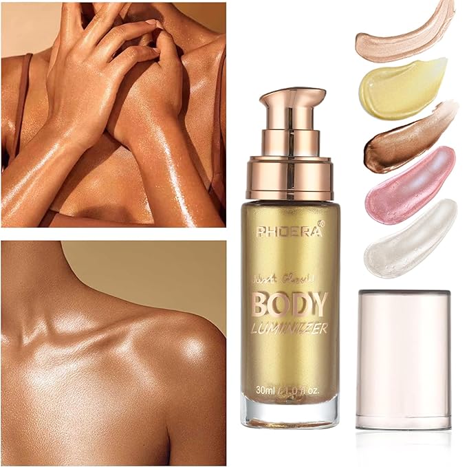 Body Shimmer Oil, Waterproof Long Lasting Moisturizing Bronze Gold #02) 1oz