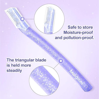 Women’s Dermaplane Razor for Face & Eyebrow - Anti-Cutting Japanese Blades for Eyebrow and Facial Hair Removal, Achieve Silky Skin and Perfect Brows (Purple, 6 Count)