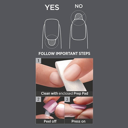 KISS imPRESS No Glue Mani Press On Nails, Color, 'Serendipity', Pink, Medium Size, Coffin Shape, Includes 30 Nails, Prep Pad, Instructions Sheet, 1 Manicure Stick, 1 Mini File
