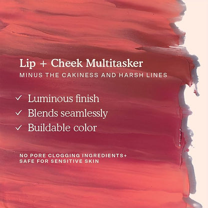 Tower 28 Beauty BeachPlease Cream Blush for Cheeks and Lips - Multi-Purpose Lip and Cheek Tint in Sun-Kissed Peach Blush - for Sensitive Skin – Color RUSH HOUR, Luminous Finish