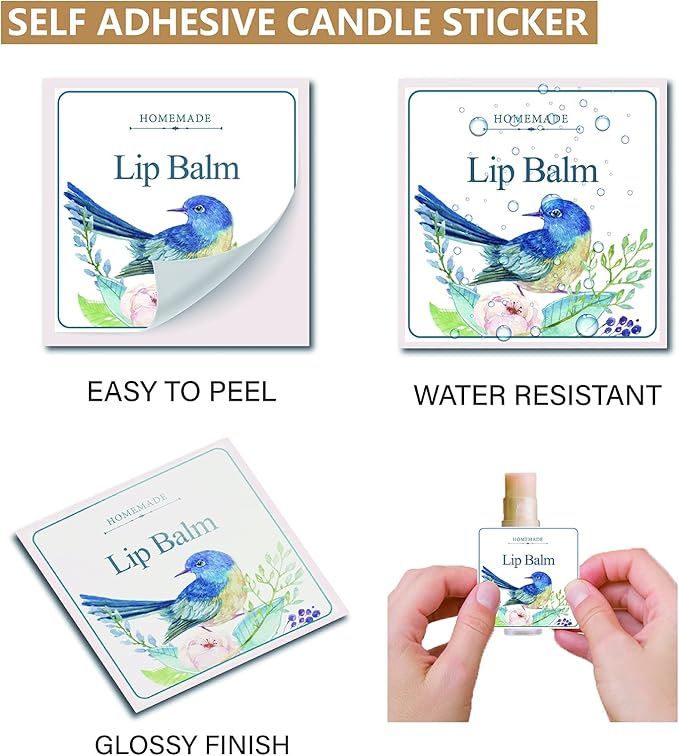CRASPIRE Lip Balm Labels 80pcs Homemade Container（Flowers
