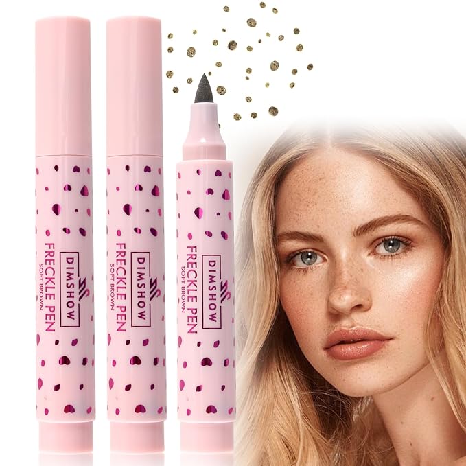 Erinde 2PCS Freckle Pen, Natural Lifelike Freckle Makeup Light Brown