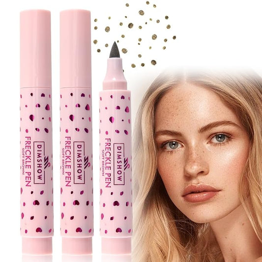 Erinde 2PCS Freckle Pen, Natural Lifelike Freckle Makeup Light Brown