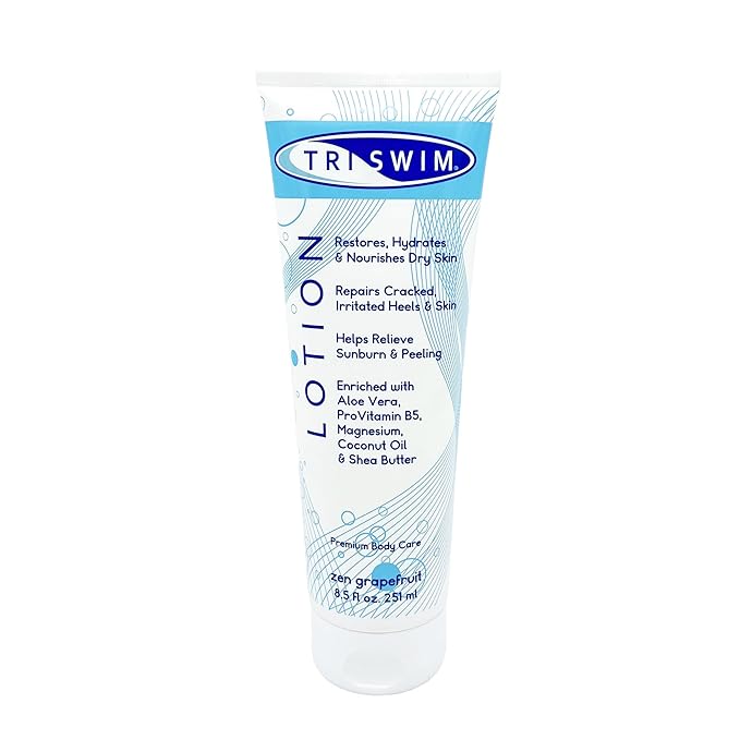 TRISWIM Swim Lotion 8.5oz | Neutralizes Chlorine, Bromine & Saltwater Odors | Hydrates & Soothes Dry Skin | Enriched with Aloe, Shea Butter & Coconut Oil | Zen Grapefruit Scent