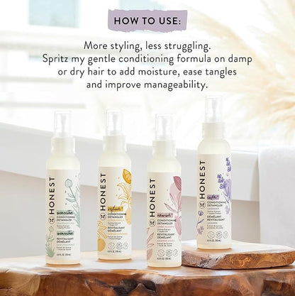 The Honest Company Conditioning Hair Detangler | Leave-in Conditioner + Fortifying Spray | Tear-free, Cruelty-Free, Hypoallergenic | Almond Nourishing, 4 fl oz