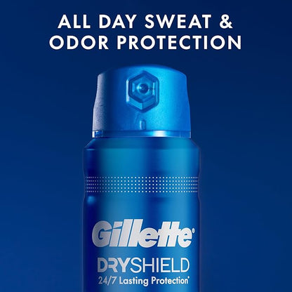 Gillette Dry Spray Antiperspirant and Deodorant for Men, 24/7 Sweat & Odor Protection, Anti-White Mark Technology, Cool Wave Scent, 4.3 oz (Pack of 3)