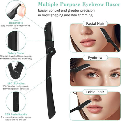 Tweezers Set, Hyxhappy 9 pcs Professional Stainless Steel Tweezers Kit for Facial Hair, Great Precision Eyebrow Plucke Tweezer with Luxurious Travel Case for Daily Beauty Tools