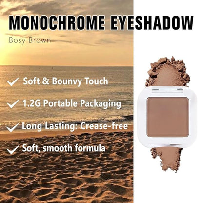 Buildable Matte Eyeshadow Makeup Palette Single - Rosy Brown Shades | Creamy Pressed Powder for Easy Blending | Mini Travel Palette for Women | Everyday Natural Eye Makeup