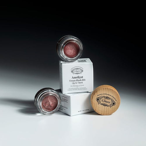 2-in-1 Cream Cheek Blush + Lip Color | Natural Mineral pigment | Soft Lips with natural oils and Vitamin E | 100% Plant ingredients, Vegan (Purple-burgundy/Shimmery-Amethyst, 0.25fl oz)