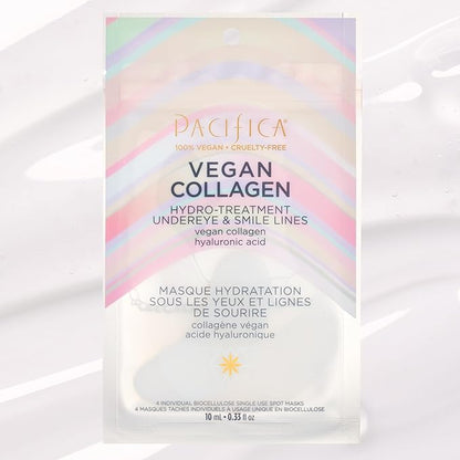 Pacifica Undereye & Smile Mask Set – Vegan Collagen Hydro Treatment with Hyaluronic Acid, Hydrating for Dark Circles, Dry & Combination Skin, Vegan & Cruelty-Free, 2 Pieces