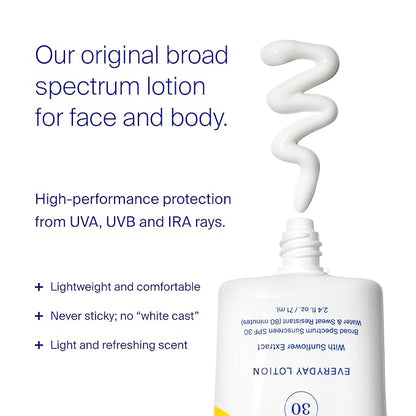 Supergoop! PLAY Everyday SPF 30 Lotion, 2.4 oz - Broad Spectrum Sunscreen for Sensitive Skin - Water & Sweat Resistant Body & Face Sunscreen - Clean Ingredients - Great for Active Days