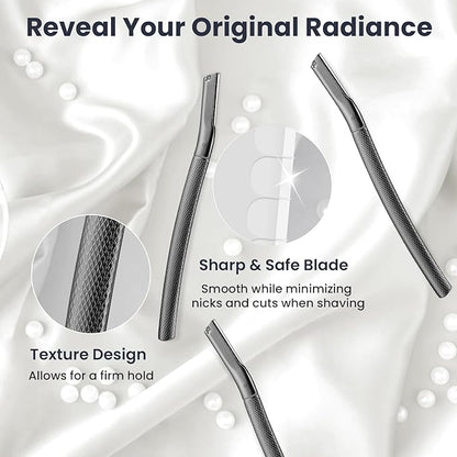 Dermaplaning Tool for Face, Dermaplane Razor for Peach Fuzz with Metal Grip, Professional Eyebrow Razor for Women, Facial Razor for Women Black (12 Replaceable Blades)
