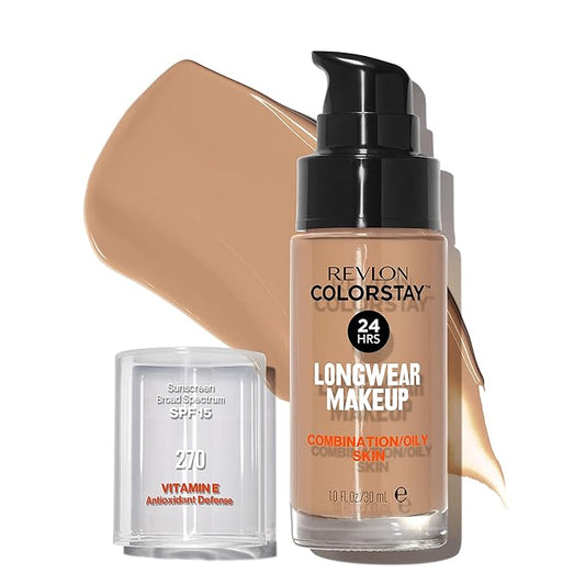 Revlon Liquid Foundation, ColorStay Face Makeup for Combination Chestnut (270), 1.0 oz