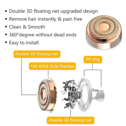 Facial Hair Remover Replacement Heads: Compatible with Finishing Touch Flawless Facial Hair Removal Tool for Women As Seen On TV 18K Gold-Plated Rose Gold (Generation 2 2pack)