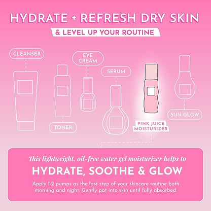 Glow Recipe Pink Juice Water Gel Face Moisturizer for Women, Men & Teens - Hydrating Hyaluronic Acid, Radiance Boosting, Non-Comedogenic, Oil-Free, Long-Lasting Korean Skin Care for Oily Skin (50ml)