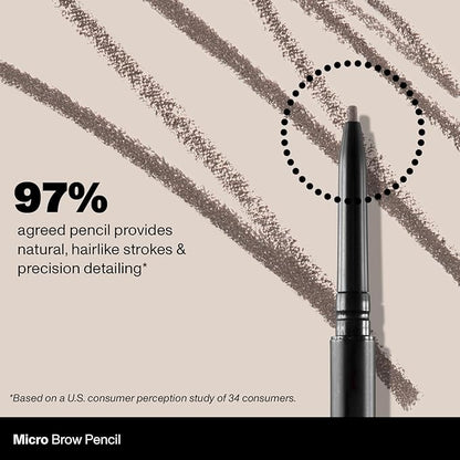 Morphe Micro Dual Eyebrow Pencil - Dual-Ended Brow Pencil Featuring a Retractable, Ultra-Precise, Pointed Tip - Richly Pigmented, Smooth-Gliding, Long-Lasting Wax Formula - Almond (0.003 oz)
