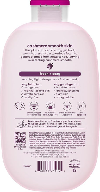 eos Shea Better Cashmere Body Wash, Fresh & Cozy, Moisturizing and Nourishing, pH Balanced Creamy Gel Formula, Paraben & Phthalate Free, Sensitive Skin,16 fl oz