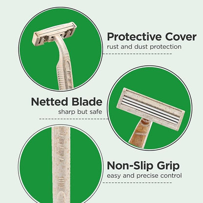 50Pcs Eco-friendly Disposable Razors Men|Safety Razor Dermaplaning Razors for Men & Women Shaving Body Facial Hair Shavers Facial Hair Remover for Women