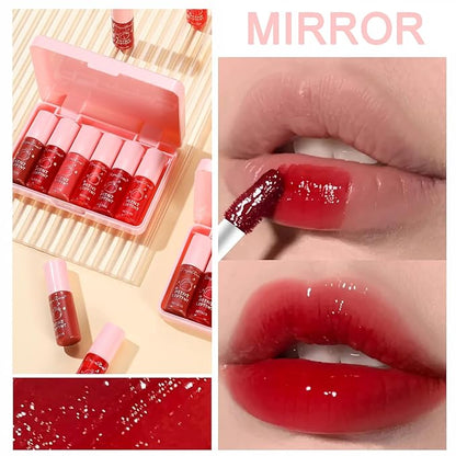 6 Colors Peach Lip Tint Stain Set, Mini Lip