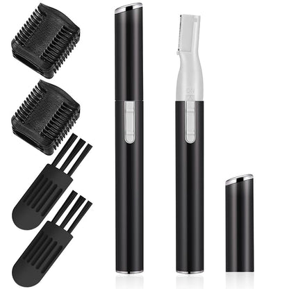 Chumia 2 Pcs Electric Eyebrow Trimmer Women Precision Face Razors Mini Shaver with Comb Christmas Women Gift Battery Operated Personal Epilator for Face Neck Fuzz Lips Leg(Black)