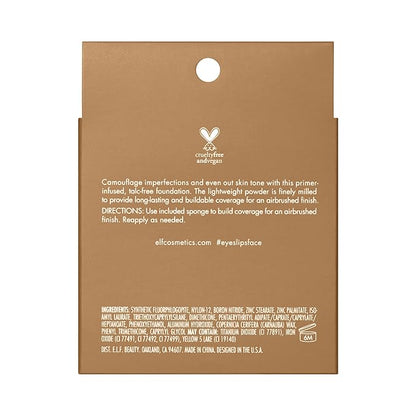 e.l.f. Camo Powder Foundation, Lightweight, Primer-Infused Buildable & Long-Lasting Medium-to-Full Coverage Foundation, Medium 355 W