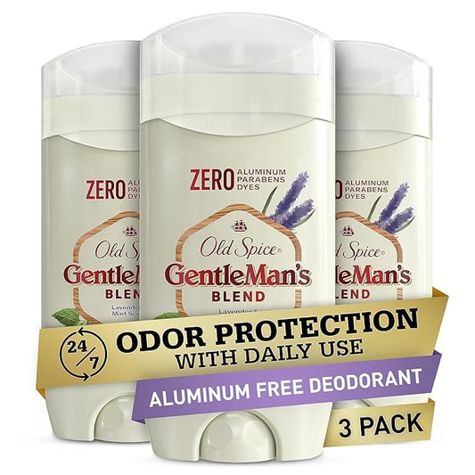 Old Spice GentleMan's Aluminum Free Dry Feel Deodorant for Men, 24/7 Lasting Freshness, Gentle on Skin with Skin Conditioners, Lavender + Mint Scent, 3.0 oz (Pack of 3)