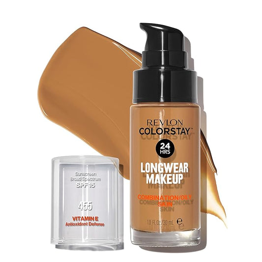 Revlon Liquid Foundation, ColorStay Face Makeup for Combination Beige (455), 1.0 oz