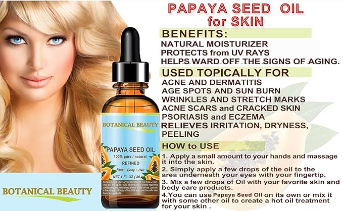 PAPAYA SEED OIL. 100% Pure / Natural / Lip Care. 0.5 Fl.oz