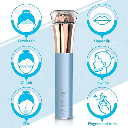 Mini Portable Facial Hair, Lips and Chin Remover Trimmer for Women, Facial Painless Epilator Pen, 18K gold-plated 13mm hypoallergenic rotary head. 360° LED light for Instant and Painless Hair Remover