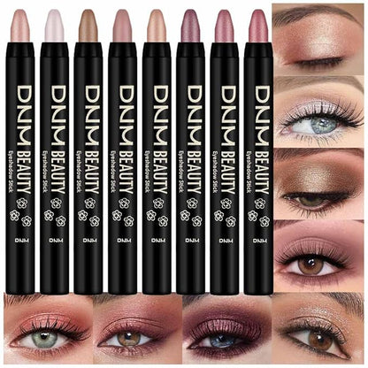evpct 8Pcs Cream Eye Shadow Brightener Sticks Makeup Sets, Champagne Pearl Bronze Putty Sand Orchid Rose Gold Shimmer Matte Eyeshadow Eyeliner Pencil Applicator Stick Palette Makeup for Older Women 08