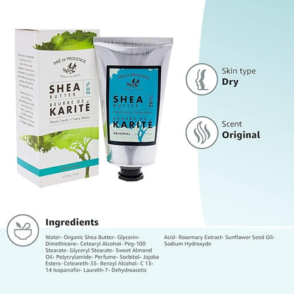 Pre de Provence Beurre De Karité Moisturizing Collection, Shea Butter Enriched Nourishing, Hand Cream, 75ML, Original