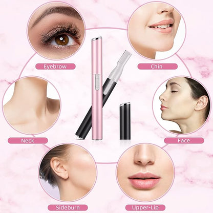 Chumia 2 Pcs Electric Eyebrow Trimmer Women Precision Face Razors Mini Shaver with Comb Christmas Women Gift Battery Operated Personal Epilator for Face Neck Fuzz Lips Leg(Pink, Black)
