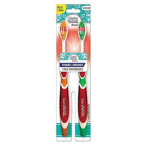 GuruNanda Dynamic Luminance Toothbrushes - Medium Bristles for Plaque Removal - Gentle on Teeth & Gums - Ideal for Kids & Adults - Pack of 2