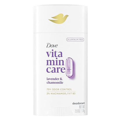 Dove VitaminCare+ Aluminum Free Deodorant Stick for 72H Odor Protection Lavender & Chamomile Breathable Deodorant for Women 2.6 oz