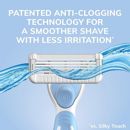 BIC EasyRinse Sensitive Anti-Clogging, Refillable Women's Razors With 4 Blades, 1 Razor Handle and 3 Refill Razor Cartridges Razor Kit