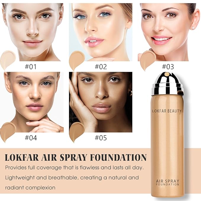 AirBrush Foundation Spray, Silky Mist Foundation Spray Makeup #02 Nude