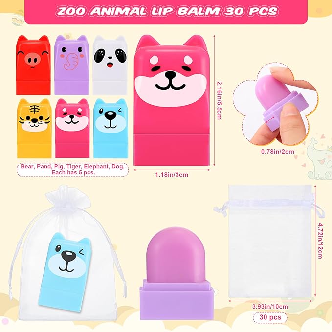 30 Sets Wild Animal Birthday Lip Classroom