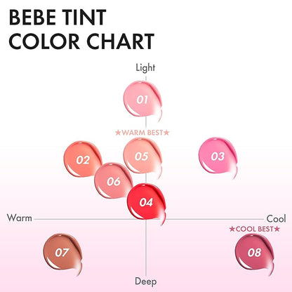 Amuse SEOUL BEBE TINT - 03 COOL HIBISCUS | 24-hour Long-lasting Lip Stain, Plumping, Hydrating, Moisturizing, No Peel Off, Lip Care, Treatment, Non Sticky, Korean Lip Tint for Dry Lips