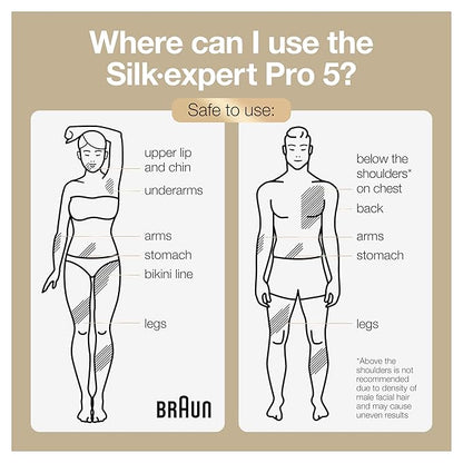 Braun IPL Silk·Expert, at Home Laser Hair Removal, Pro 5 PL5347 Latest Generation IPL, Holiday Gifts for Women and Men, Hair Removal System with Wide Head and Two Precision Heads